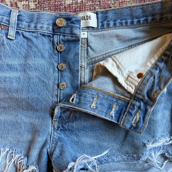 Agolde Button Fly Size 30 Parker Distressed Denim Women Shorts - Picture 13 of 13